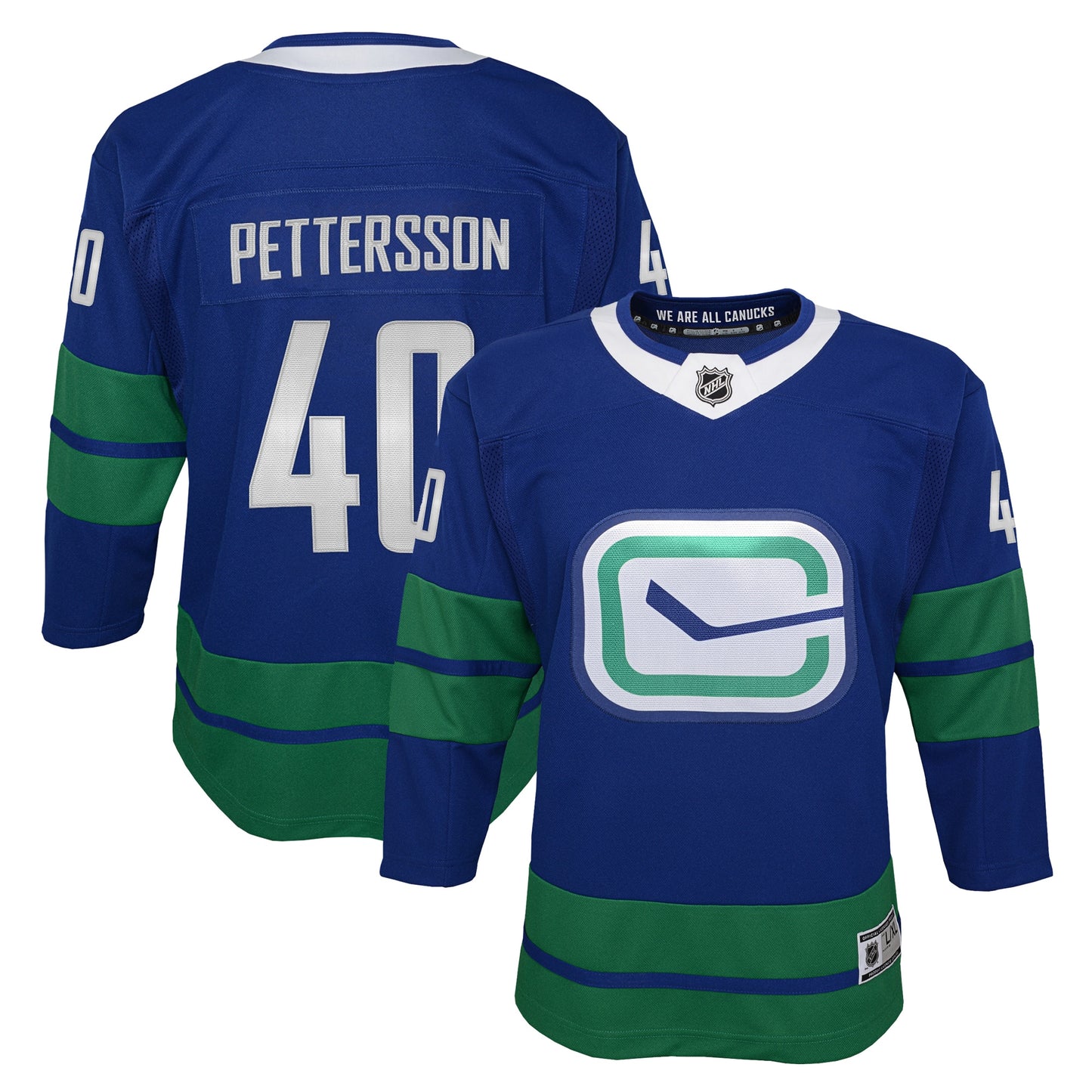 Elias Pettersson Vancouver Canucks Youth Royal 2019/20 Alternate Premier Player Jersey